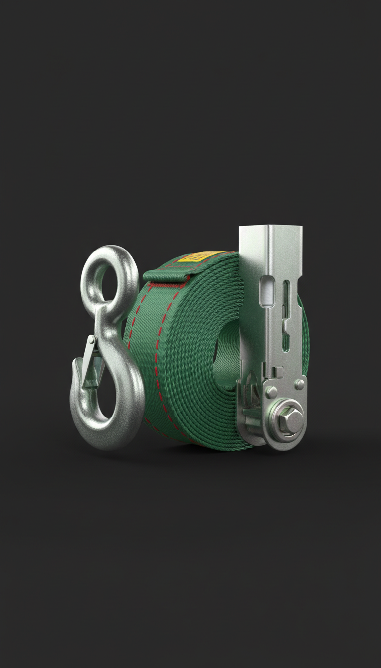 Reinforced Webbing Winch Strap Green